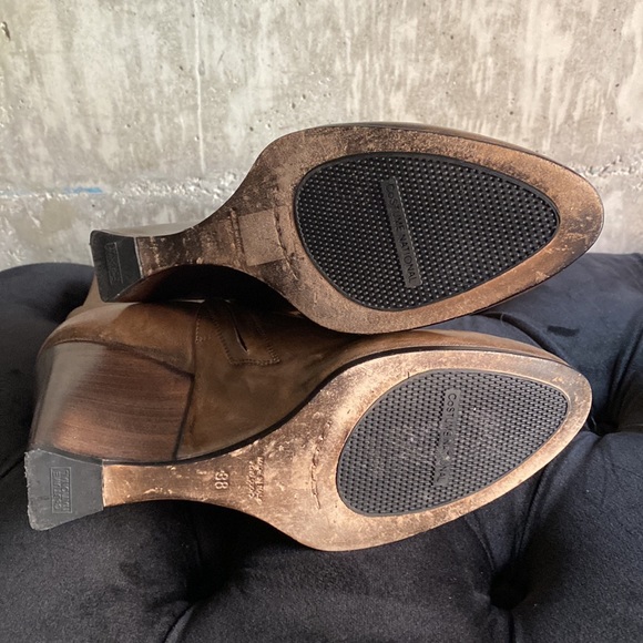 Costume National, taupe, wedge booties. Distressed look. EUC - Picture 5 of 5